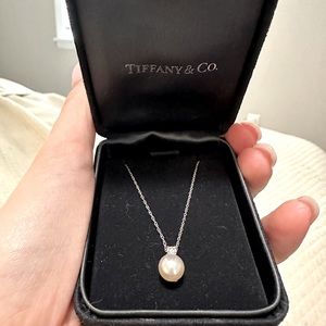 Tiffany & Co Pearl and Diamond Pendant Necklace